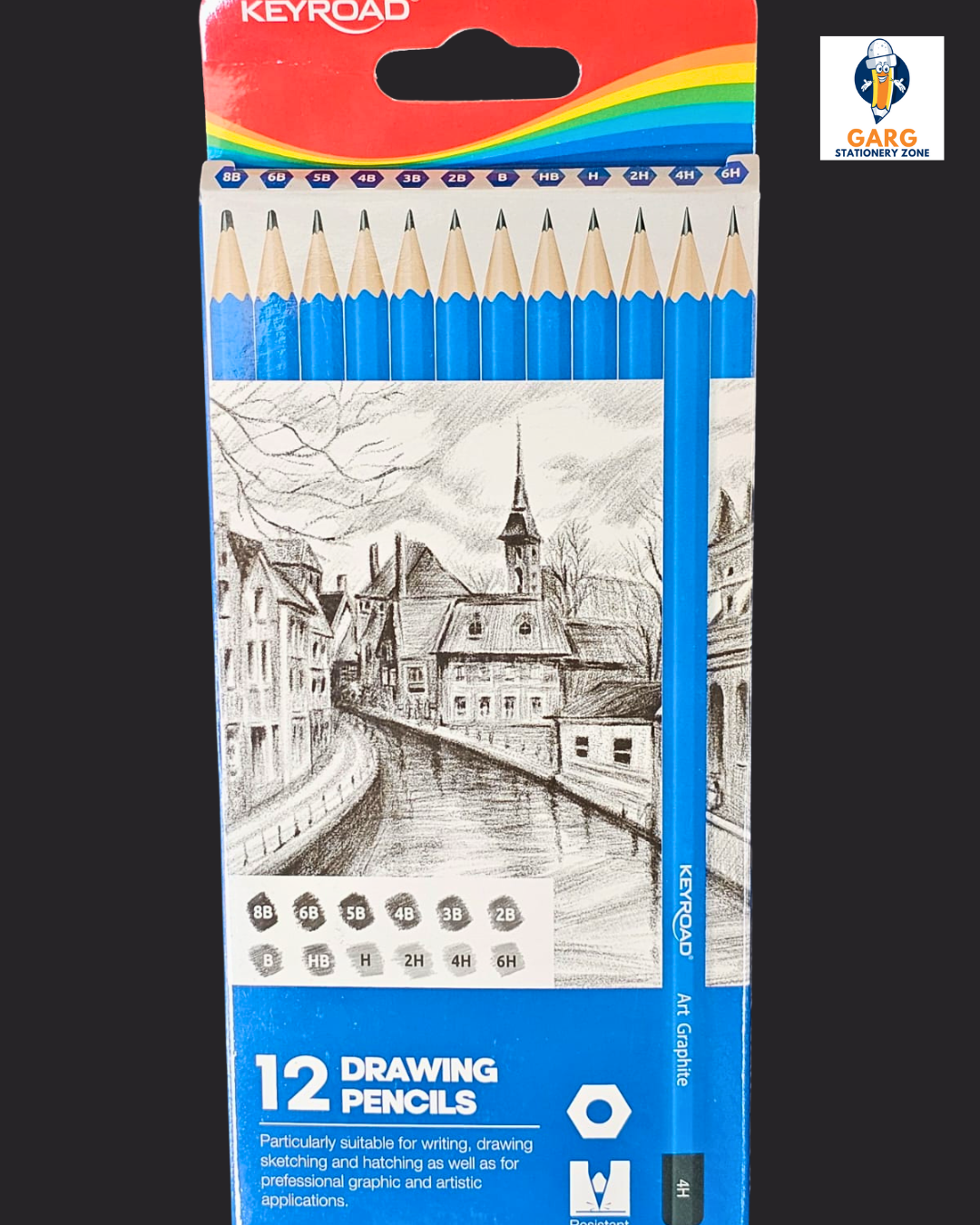 Keyroad Drawing Pencils - Set of 12 Art Graphite Pencils