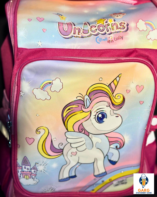 Pink School Bag For Girls - Unicorn Design - 17 inch in Size