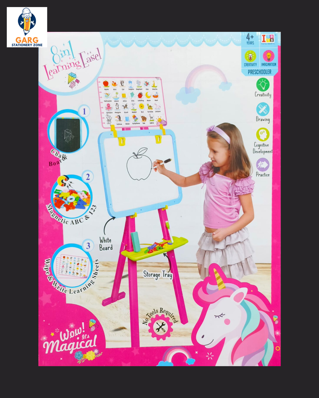 8-in-1 Learning Easel With Wipe And Write Sheets