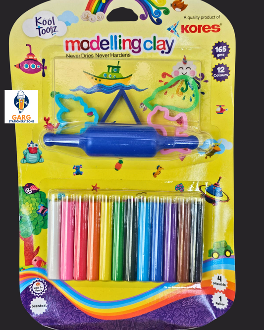 Kores Modelling Clay Set - 12 Colors With 4 Molds & 1 Roller